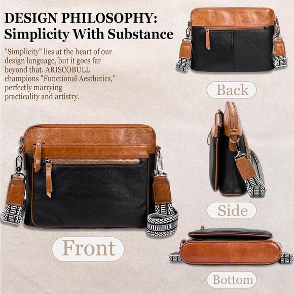 Small Leather Crossbody Bag Women Compact Travel Purses Organizer - Picture 4 of 7